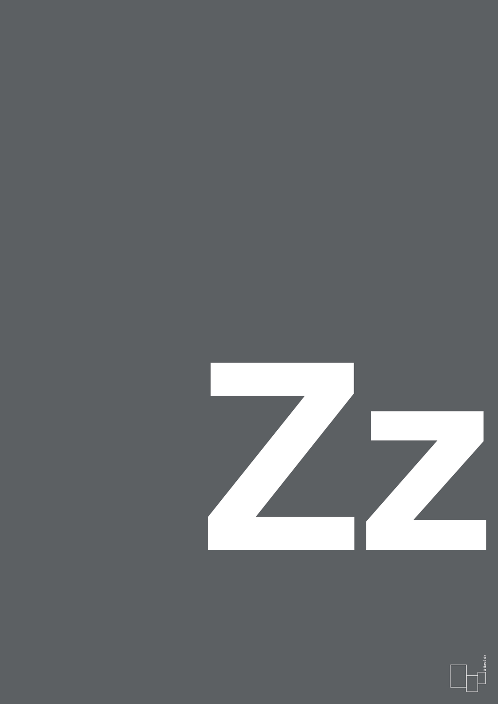 plakat: Bogstav Zz - graphic charcoal-Bogstaver-A1two3