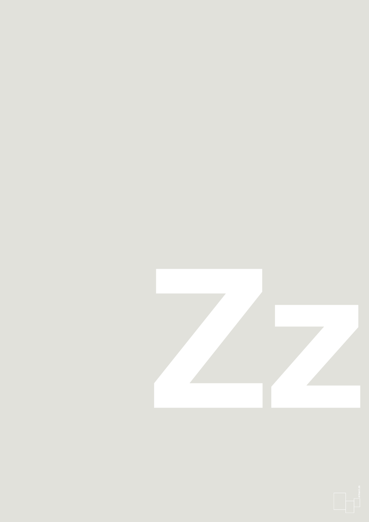 plakat: Bogstav Zz - painters white-Bogstaver-A1two3