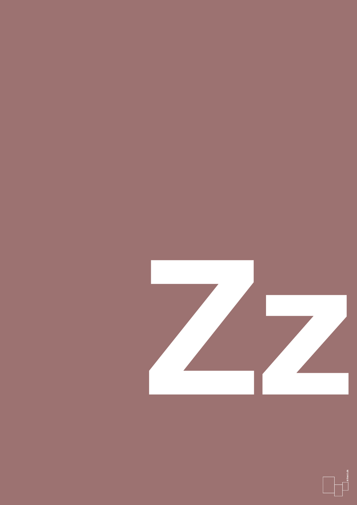 plakat: Bogstav Zz - plum-Bogstaver-A1two3