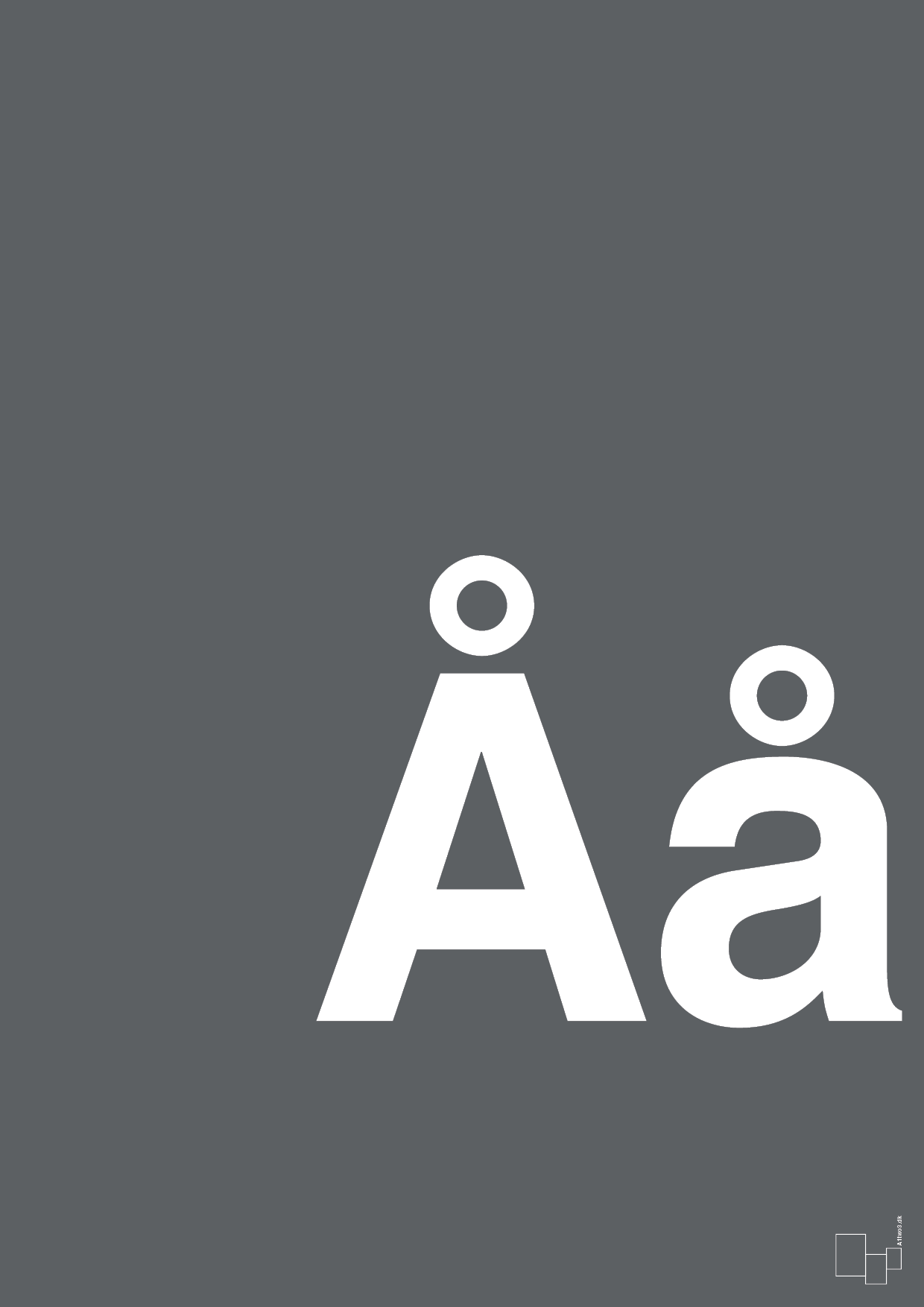 plakat: Bogstav Åå - graphic charcoal-Bogstaver-A1two3