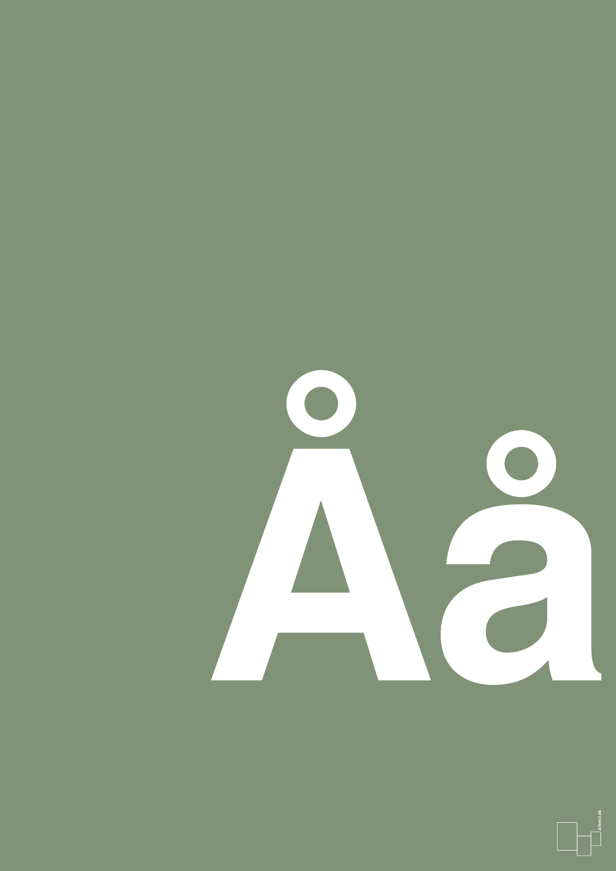 plakat: Bogstav Åå - jade-Bogstaver-A1two3