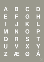 plakat: alfabet med store bogstaver - battleship gray-Bogstaver-A1two3