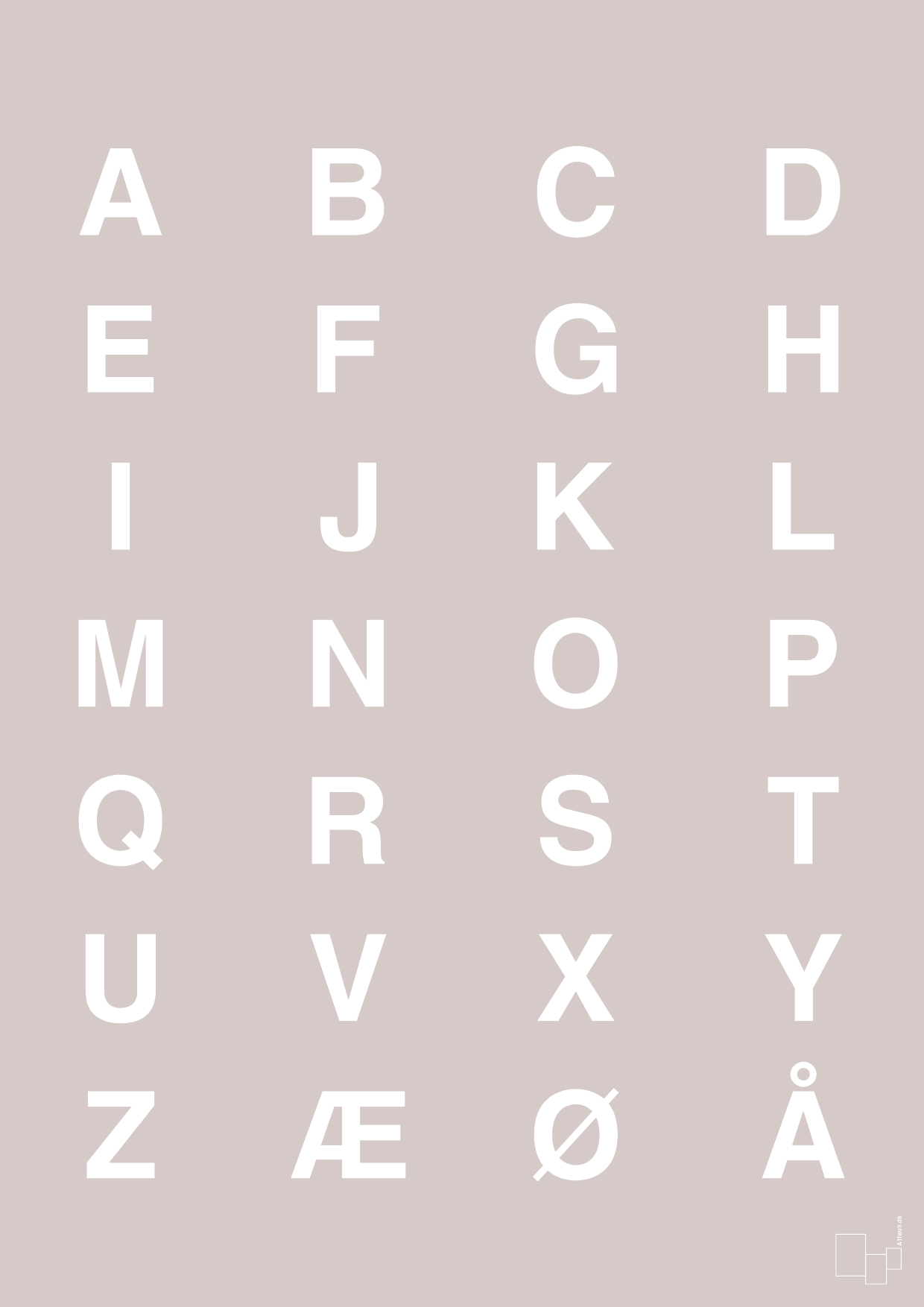 plakat: alfabet med store bogstaver - broken beige-Bogstaver-A1two3