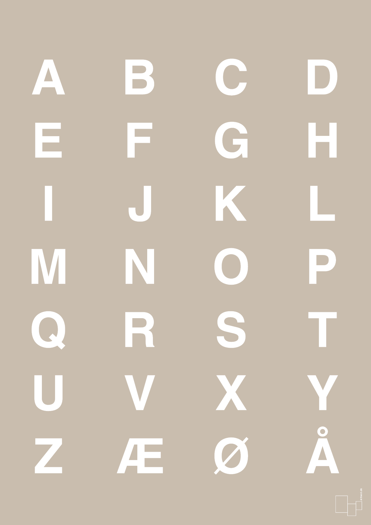 plakat: alfabet med store bogstaver - creamy mushroom-Bogstaver-A1two3