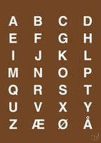 plakat: alfabet med store bogstaver - dark brown-Bogstaver-A1two3