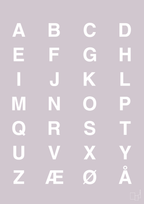 plakat: alfabet med store bogstaver - dusty lilac-Bogstaver-A1two3