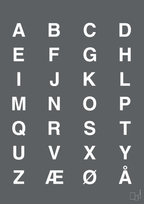 plakat: alfabet med store bogstaver - graphic charcoal-Bogstaver-A1two3