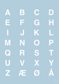 plakat: alfabet med store bogstaver - heavenly blue-Bogstaver-A1two3