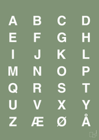 plakat: alfabet med store bogstaver - jade-Bogstaver-A1two3
