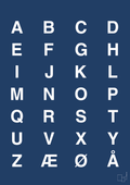 plakat: alfabet med store bogstaver - lapis blue-Bogstaver-A1two3