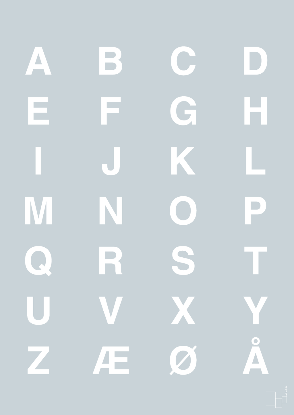 plakat: alfabet med store bogstaver - light drizzle-Bogstaver-A1two3