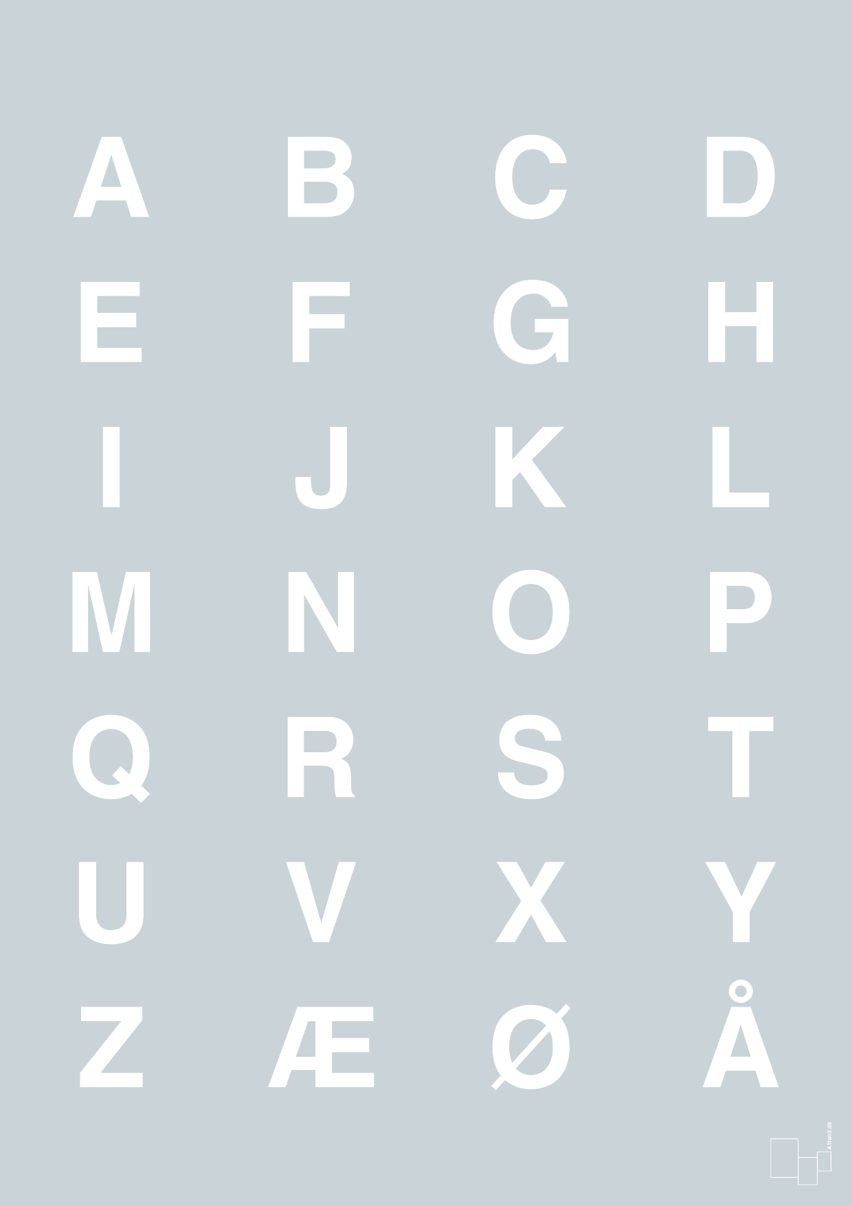 plakat: alfabet med store bogstaver - light drizzle-Bogstaver-A1two3