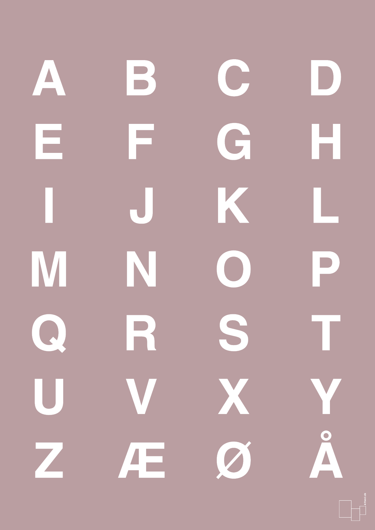 plakat: alfabet med store bogstaver - light rose-Bogstaver-A1two3