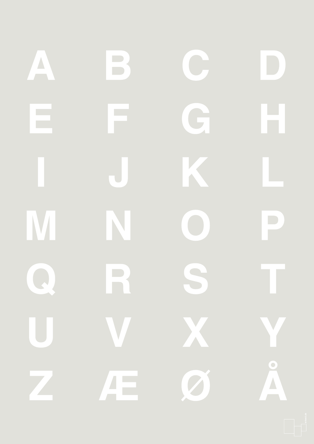 plakat: alfabet med store bogstaver - painters white-Bogstaver-A1two3