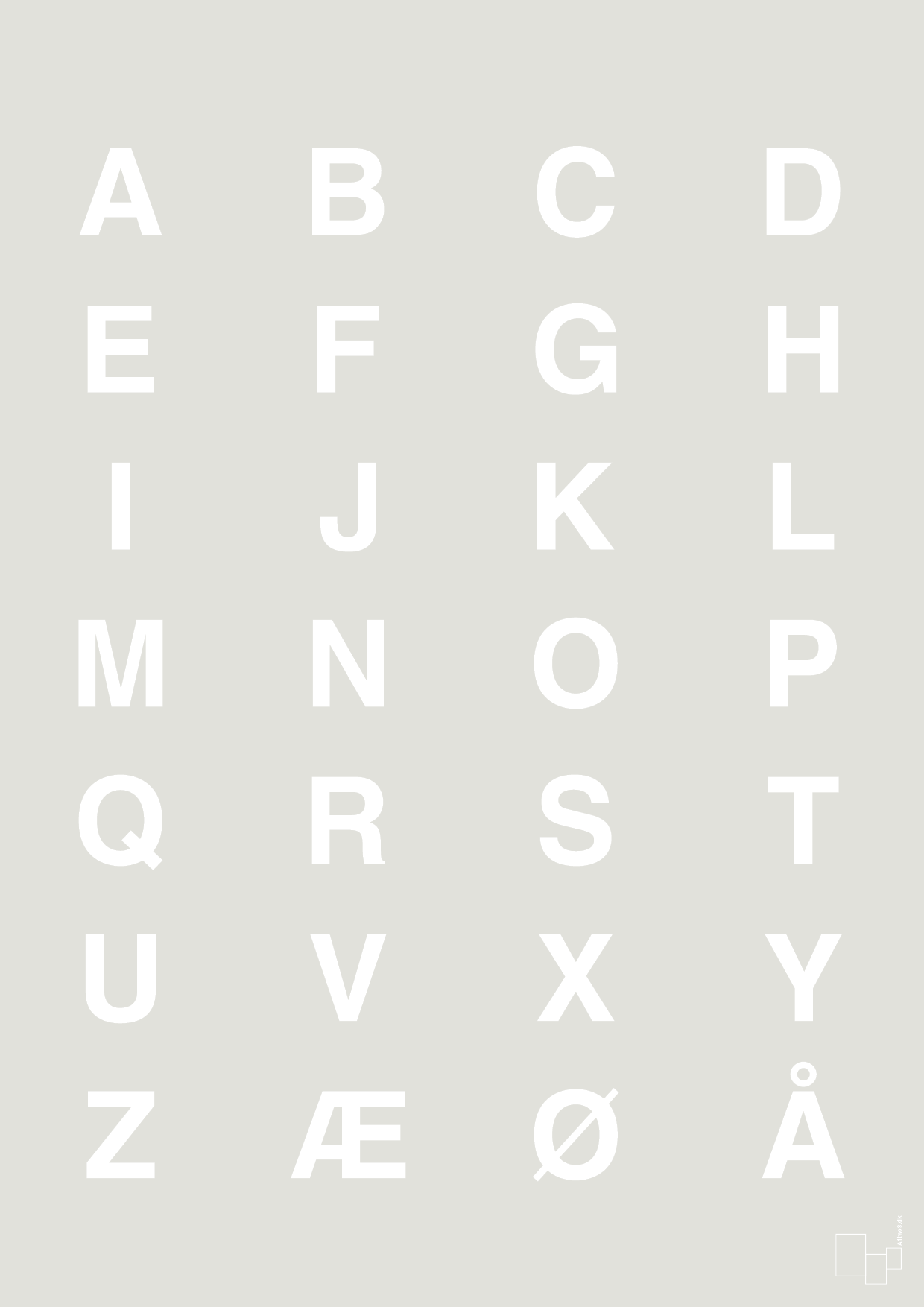 plakat: alfabet med store bogstaver - painters white-Bogstaver-A1two3