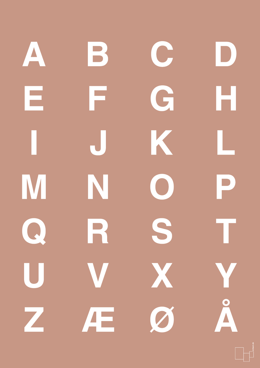 plakat: alfabet med store bogstaver - powder-Bogstaver-A1two3