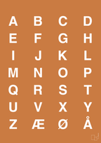 plakat: alfabet med store bogstaver - rumba orange-Bogstaver-A1two3