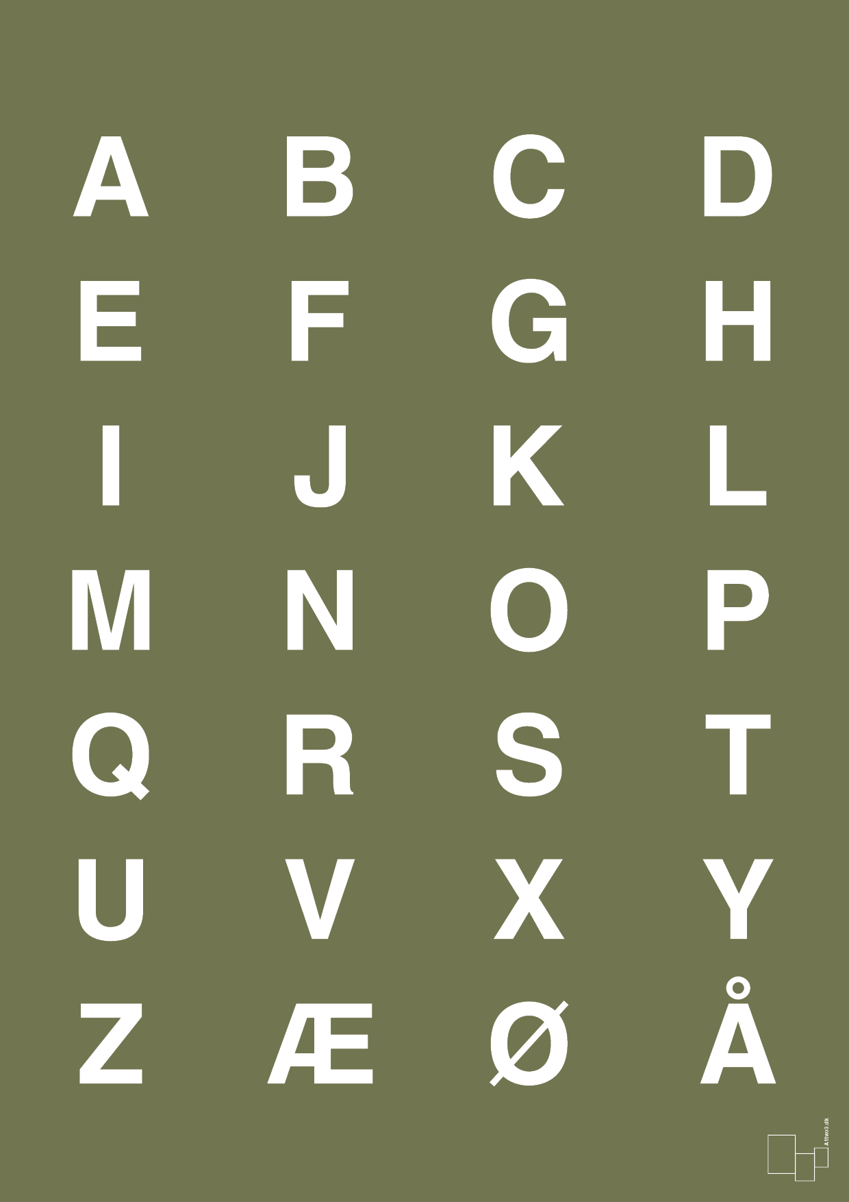 plakat: alfabet med store bogstaver - secret meadow-Bogstaver-A1two3