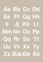 plakat: alfabet med store og små bogstaver - creamy mushroom-Bogstaver-A1two3