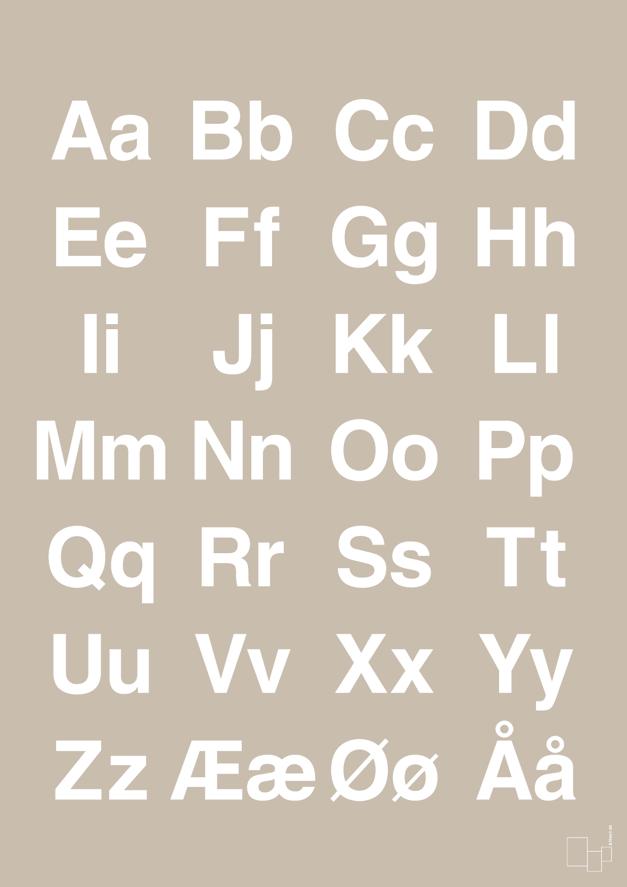 plakat: alfabet med store og små bogstaver - creamy mushroom-Bogstaver-A1two3