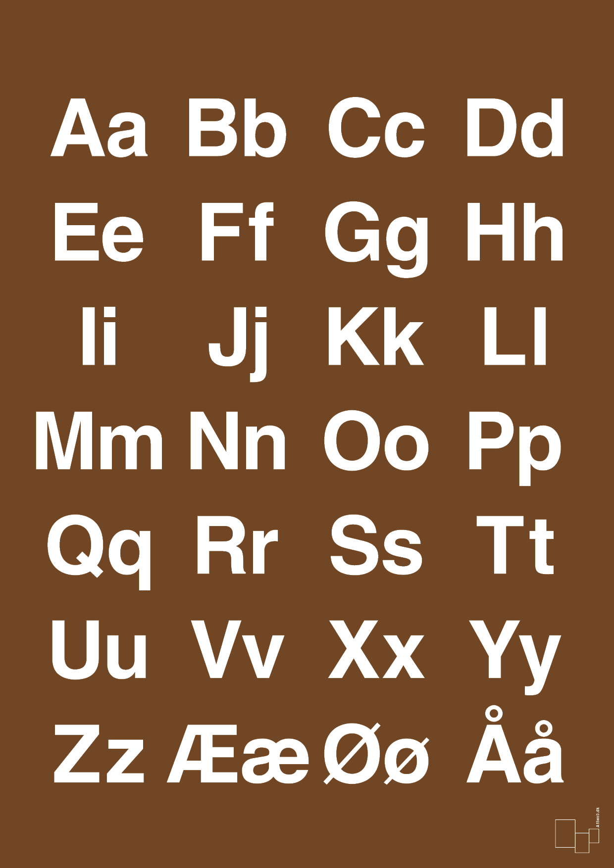 plakat: alfabet med store og små bogstaver - dark brown-Bogstaver-A1two3