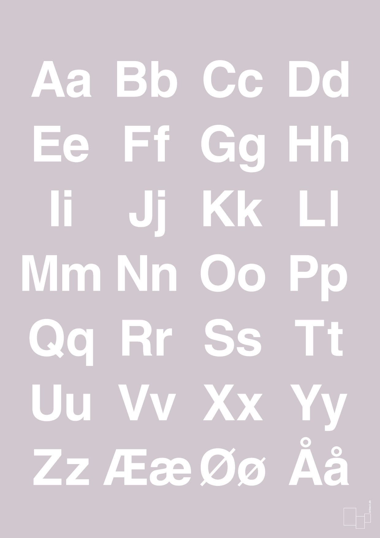 plakat: alfabet med store og små bogstaver - dusty lilac-Bogstaver-A1two3