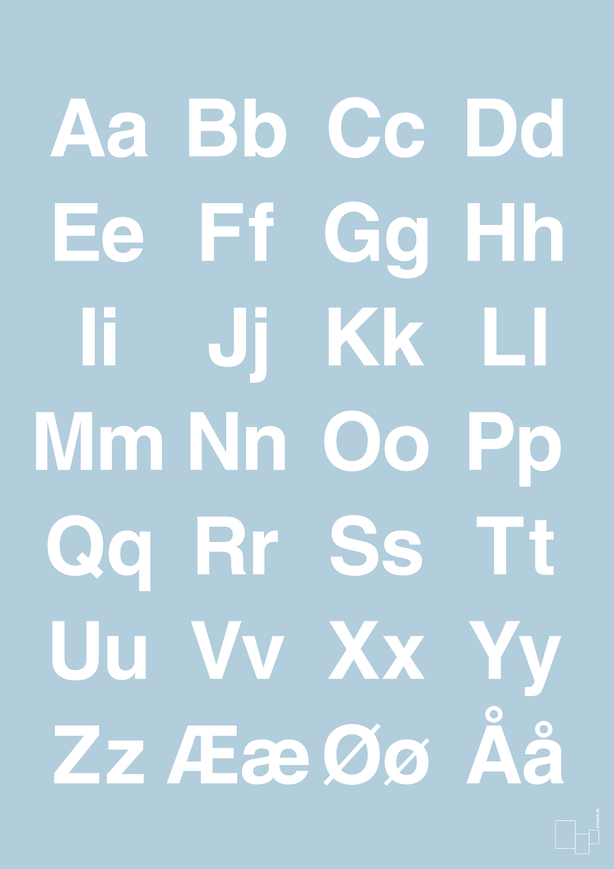 plakat: alfabet med store og små bogstaver - heavenly blue-Bogstaver-A1two3