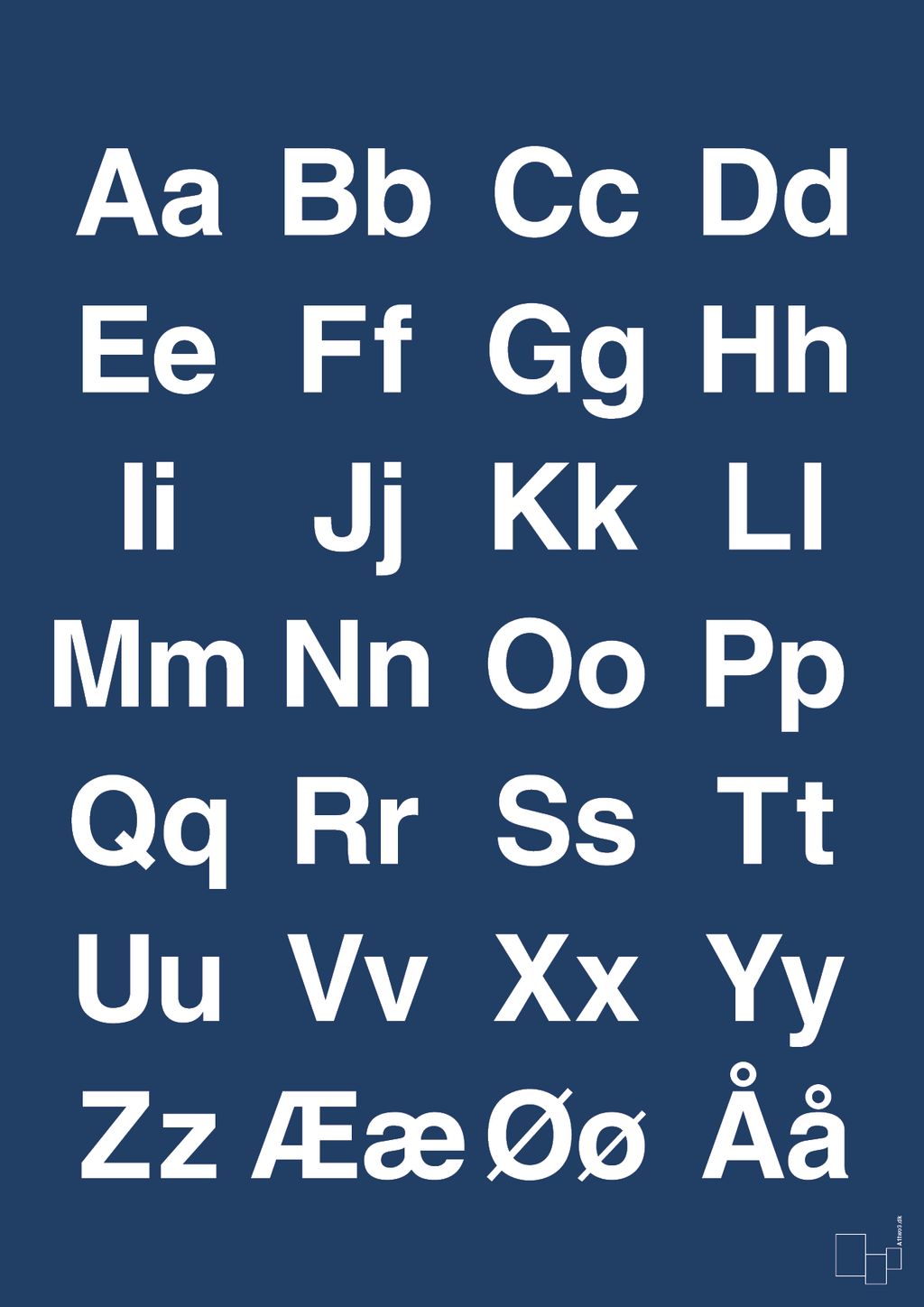plakat: alfabet med store og små bogstaver - lapis blue-Bogstaver-A1two3