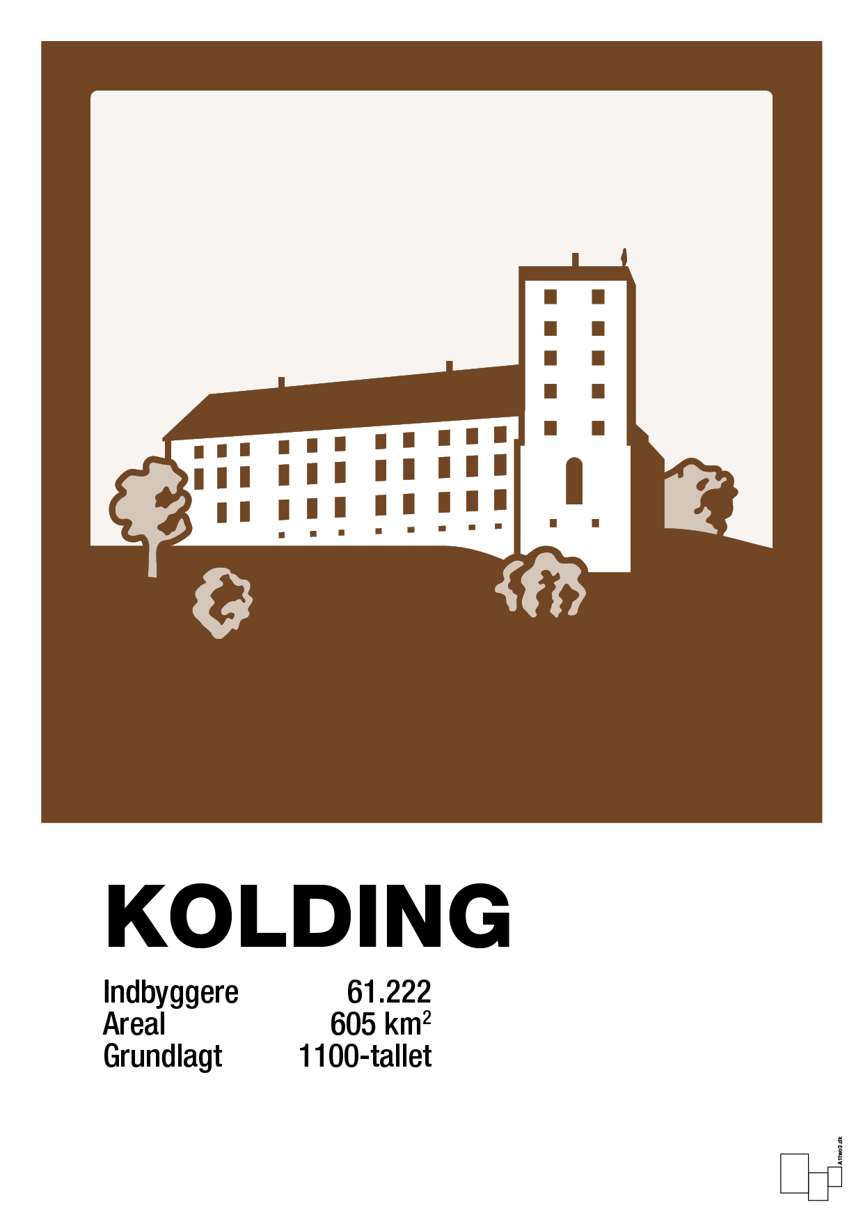 plakat: byplakat kolding - koldinghus - dark brown-Byer-A1two3