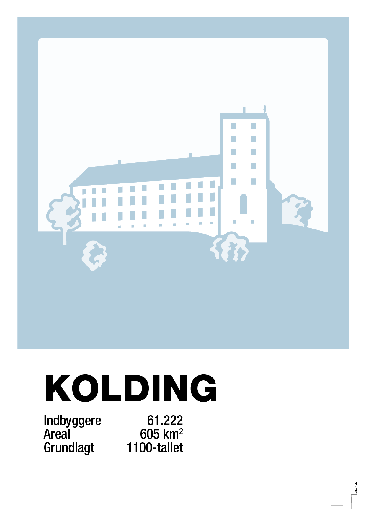 plakat: byplakat kolding - koldinghus - heavenly blue-Byer-A1two3