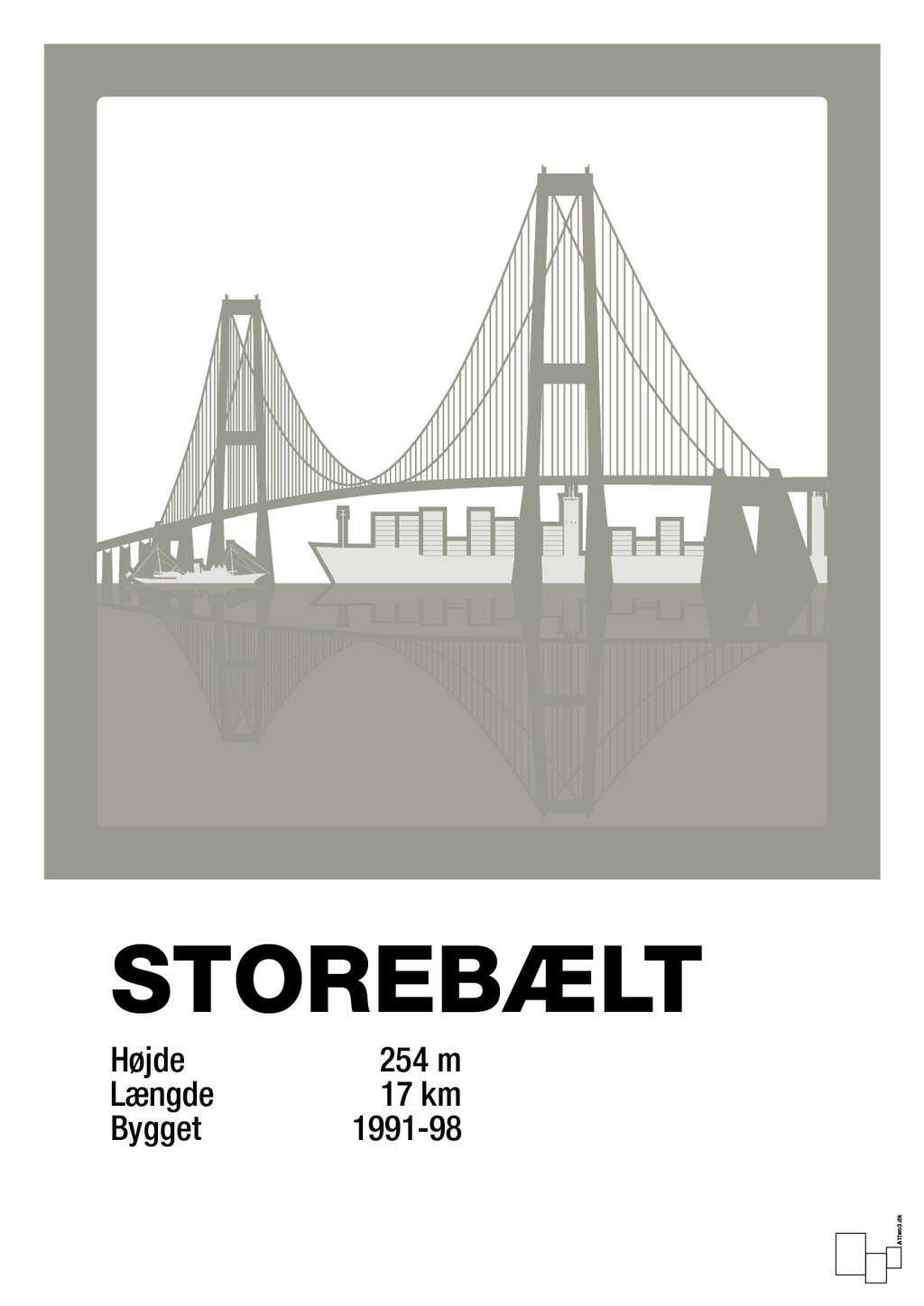 plakat: byplakat korsør & nyborg - storebælt - battleship gray-Byer-A1two3