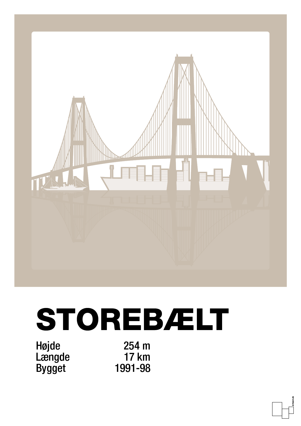 plakat: byplakat korsør & nyborg - storebælt - creamy mushroom-Byer-A1two3