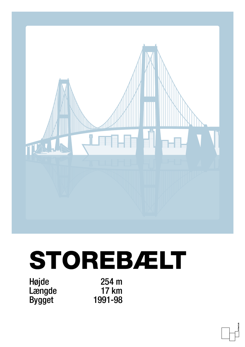 plakat: byplakat korsør & nyborg - storebælt - heavenly blue-Byer-A1two3
