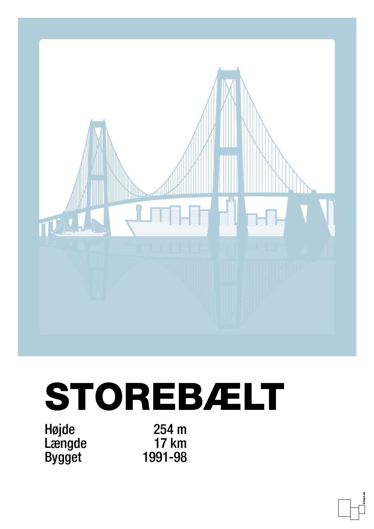 plakat: byplakat korsør & nyborg - storebælt - heavenly blue-Byer-A1two3