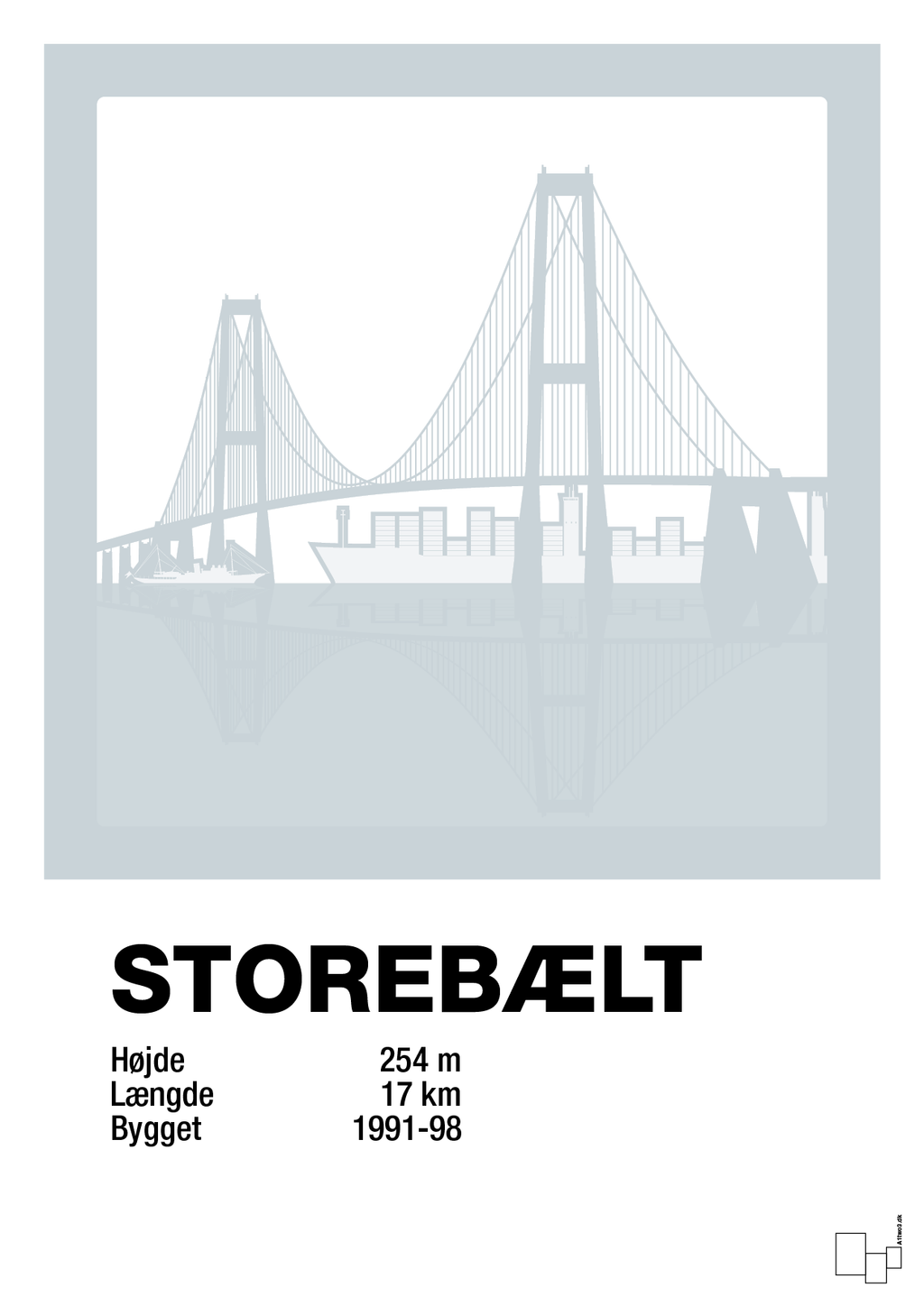 plakat: byplakat korsør & nyborg - storebælt - light drizzle-Byer-A1two3