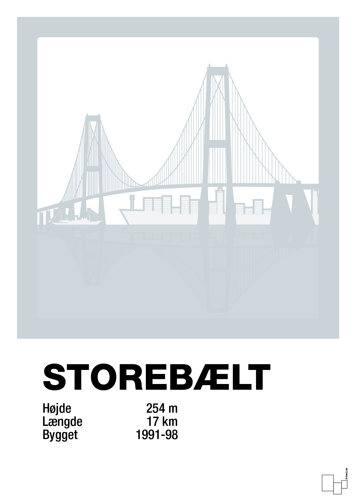 plakat: byplakat korsør & nyborg - storebælt - light drizzle-Byer-A1two3
