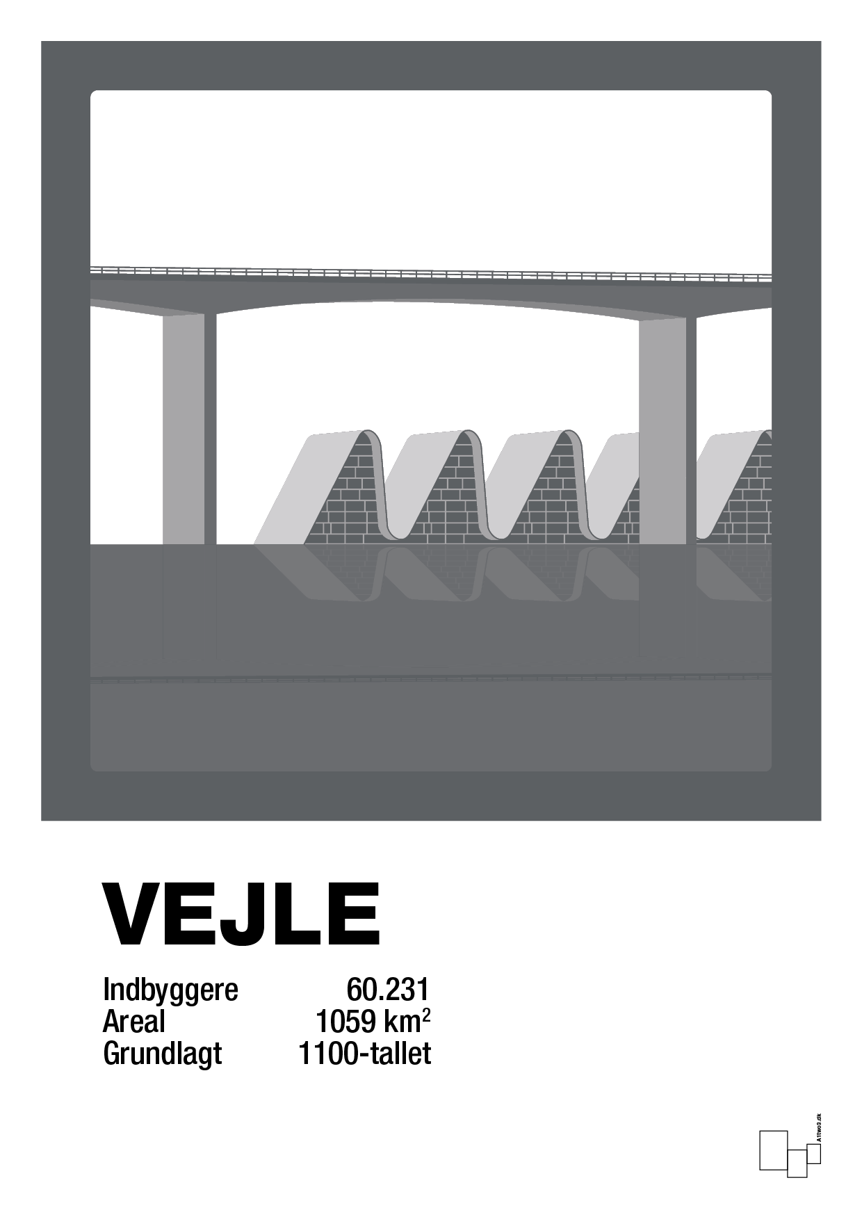 plakat: byplakat vejle - vejlefjordbroen - graphic charcoal-Byer-A1two3