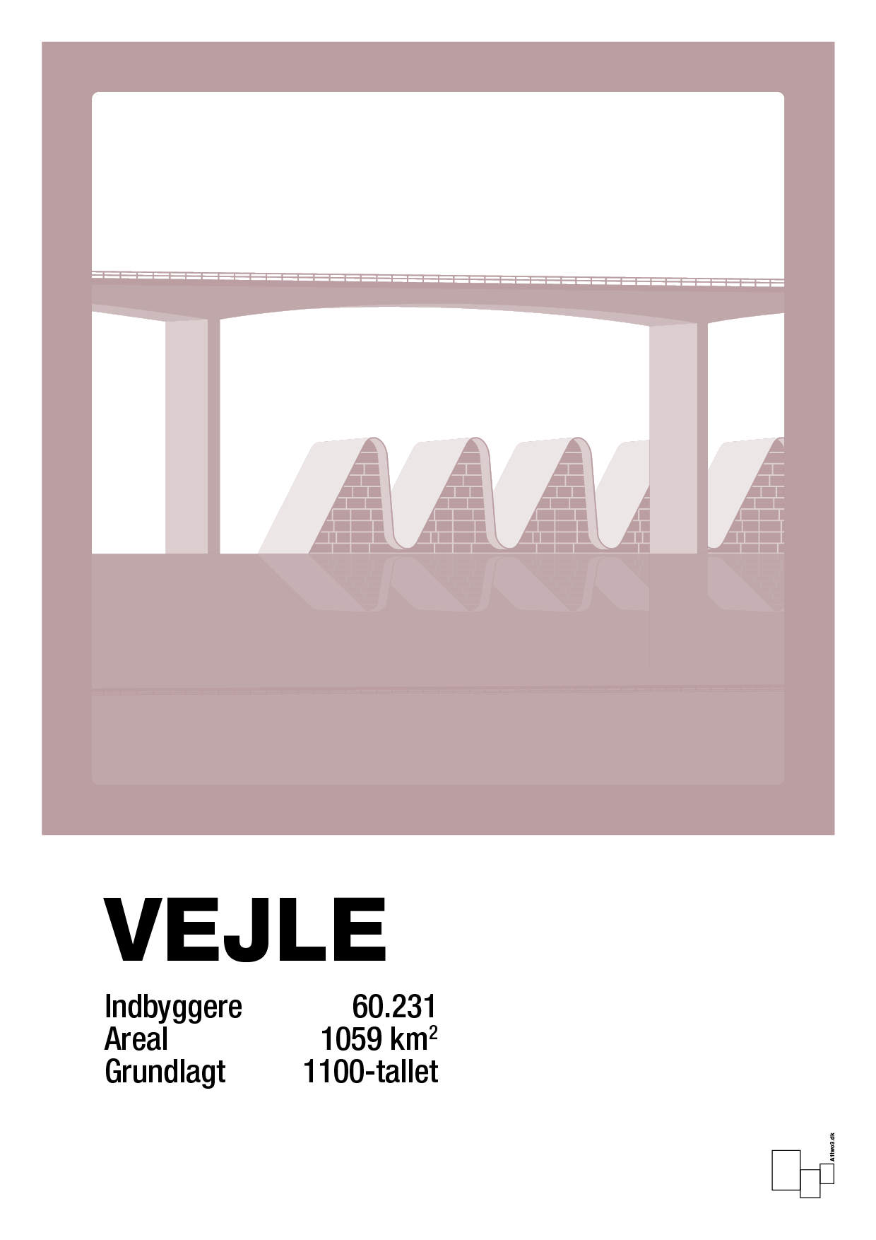 plakat: byplakat vejle - vejlefjordbroen - light rose-Byer-A1two3