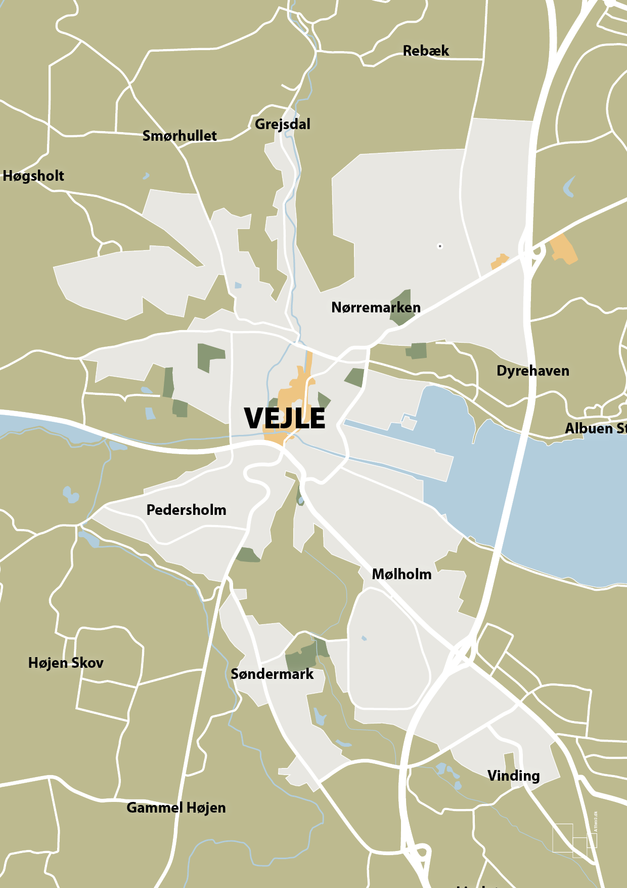 plakat: byplakat vejle - kort - back to nature-Byer-A1two3