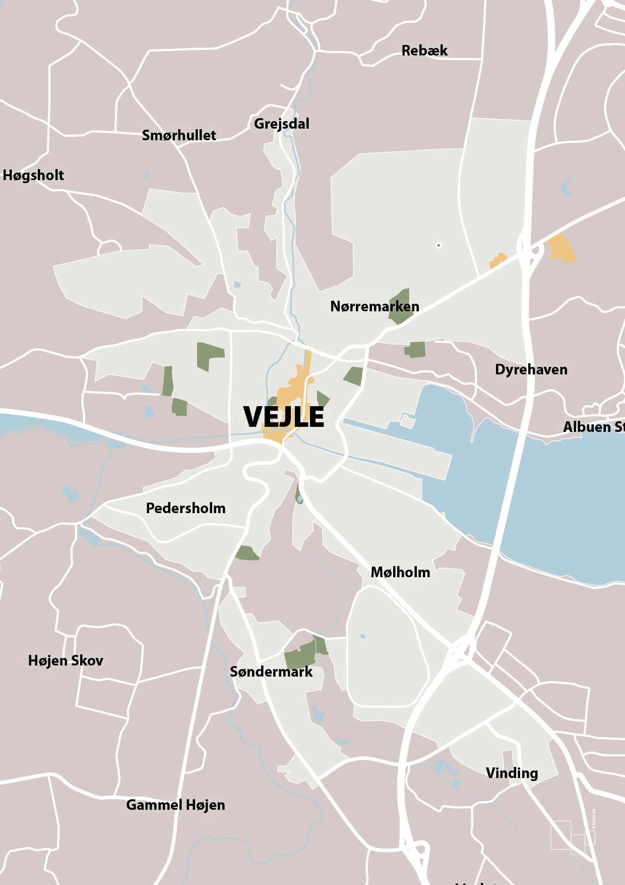 plakat: byplakat vejle - kort - broken beige-Byer-A1two3