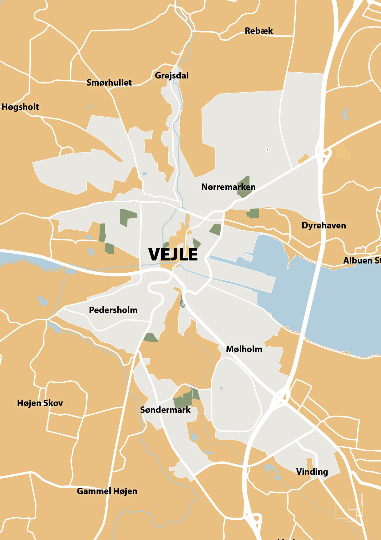 plakat: byplakat vejle - kort - charismatic-Byer-A1two3