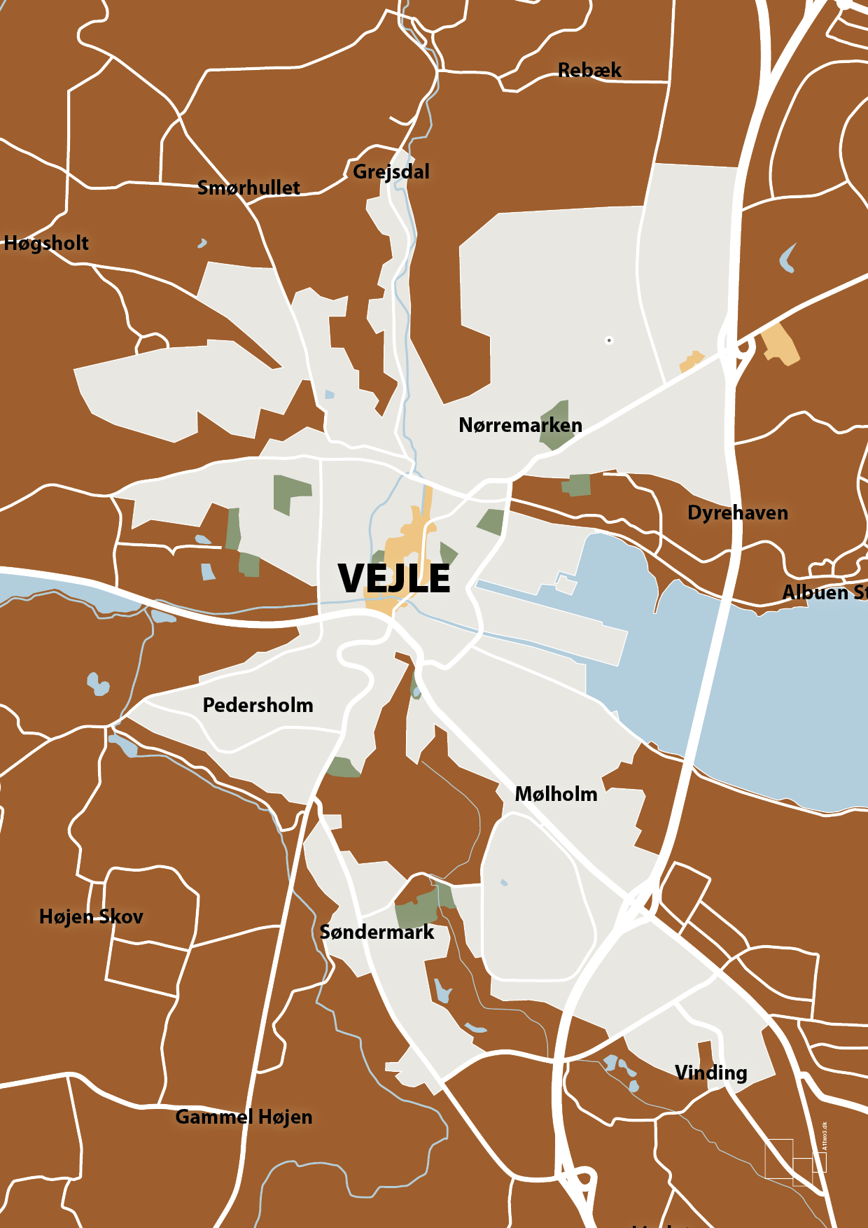 plakat: byplakat vejle - kort - cognac-Byer-A1two3