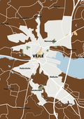 plakat: byplakat vejle - kort - dark brown-Byer-A1two3