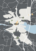 plakat: byplakat vejle - kort - graphic charcoal-Byer-A1two3