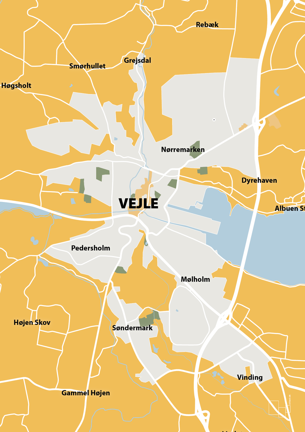 plakat: byplakat vejle - kort - honeycomb-Byer-A1two3
