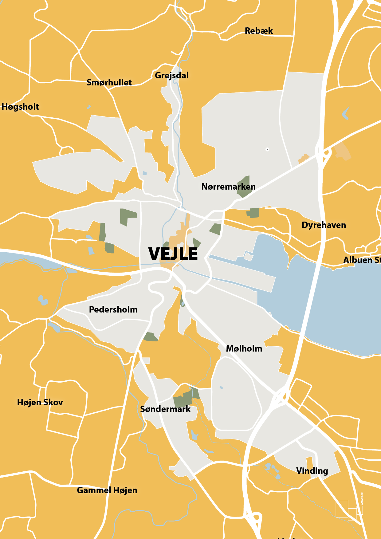plakat: byplakat vejle - kort - honeycomb-Byer-A1two3