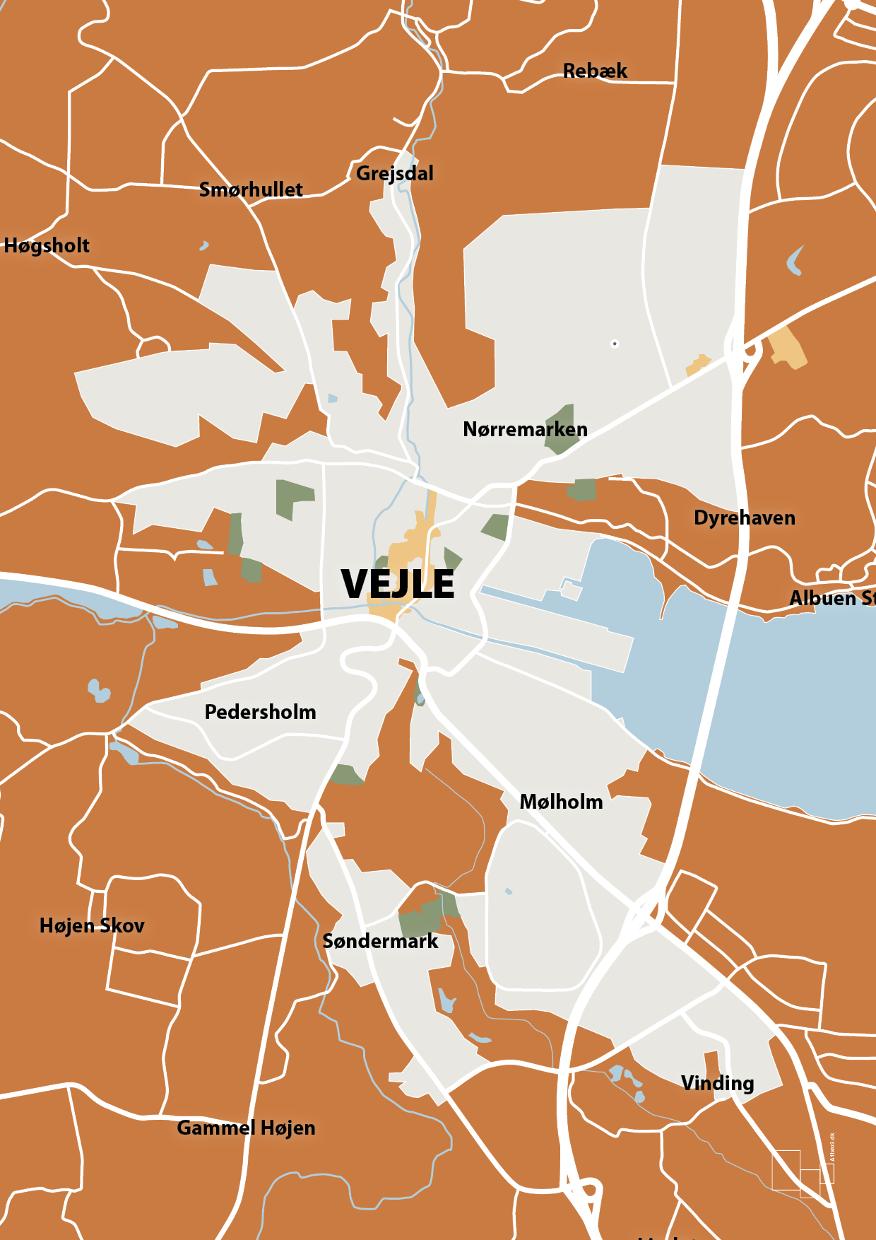 plakat: byplakat vejle - kort - rumba orange-Byer-A1two3