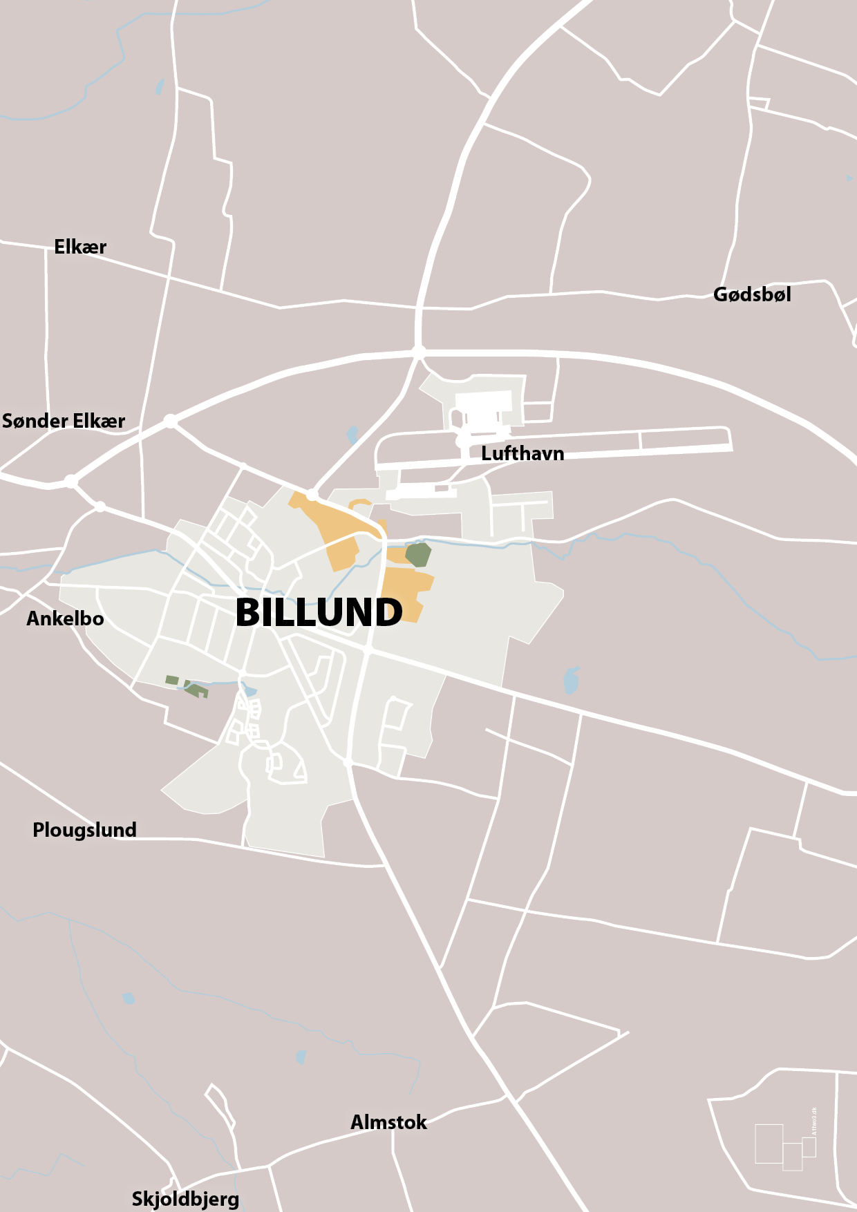 plakat: byplakat billund - kort - broken beige-Byer-A1two3
