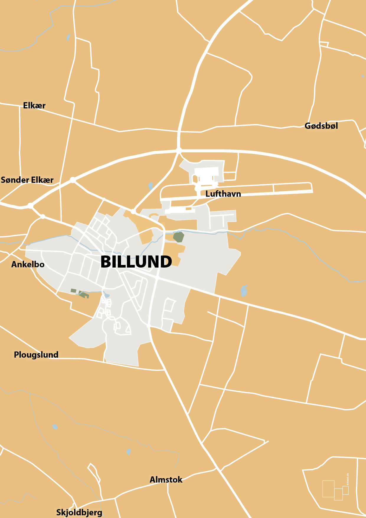plakat: byplakat billund - kort - charismatic-Byer-A1two3