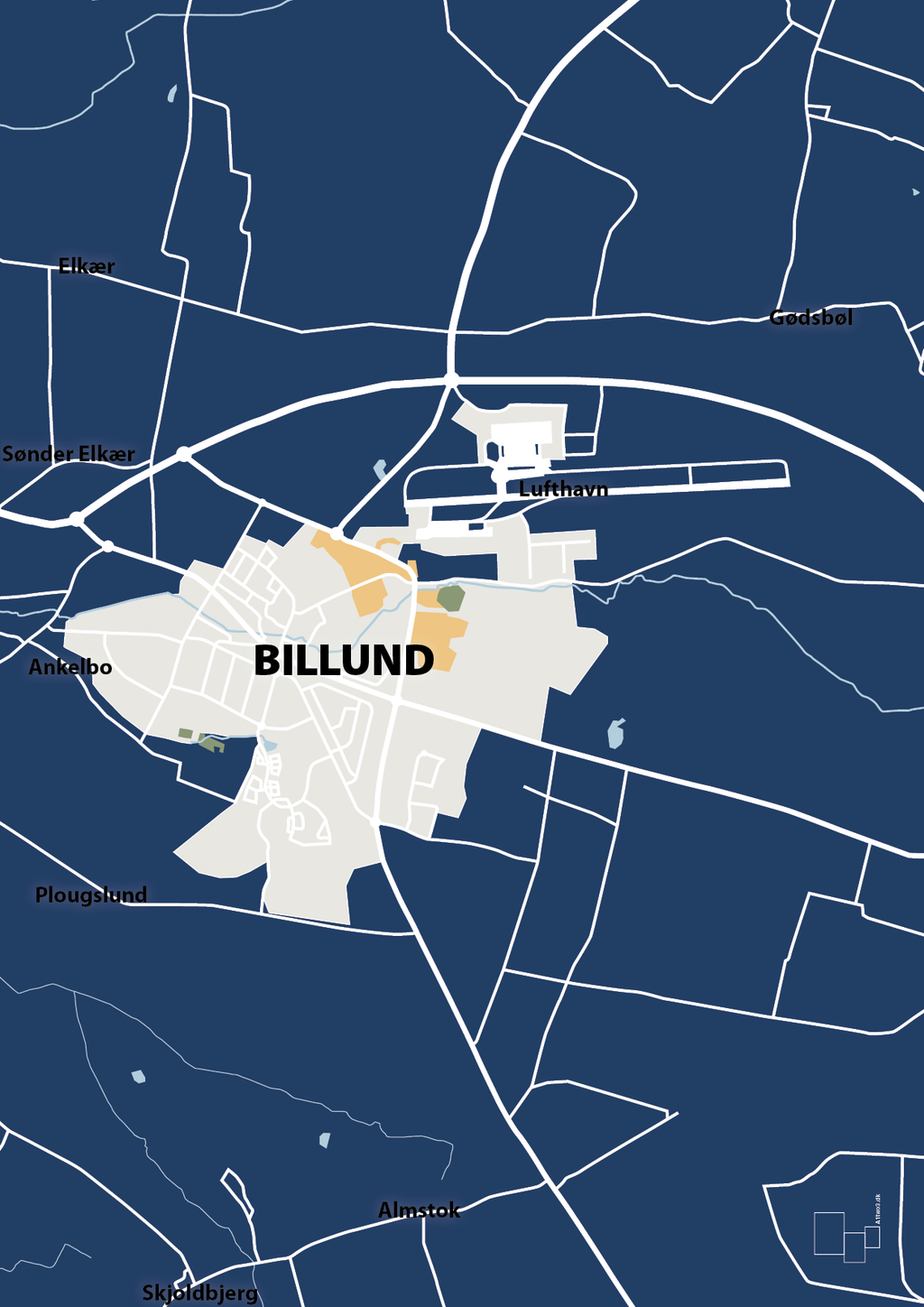 plakat: byplakat billund - kort - lapis blue-Byer-A1two3
